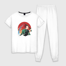 Женская пижама хлопок с принтом TANJIRO KAMADO | ТАНДЖИРО в Петрозаводске, 100% хлопок | брюки и футболка прямого кроя, без карманов, на брюках мягкая резинка на поясе и по низу штанин | demon slayer | giuy tomioka | kimetsu no yaiba | kny | nezuko | shinobu | slayer | tanjiro | yoriichi tsugikuni | zenitsu | гию томиока | зенитсу | зенитцу | иноске хашибира | клинок рассекающий демонов | незуко | танджиро | шинобу 
