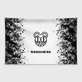 Флаг-баннер с принтом radiohead в Петрозаводске, 100% полиэстер | размер 67 х 109 см, плотность ткани — 95 г/м2; по краям флага есть четыре люверса для крепления | colin greenwood | dead air space | ed o’brien | eob | greenwood brothers | jnny | jonny and thom | jonny greenwood | nigel godrich | phil selway | radio head | radiohead | selway | thm yrk | tom yorke | xl | xl recordings | джонни гринвуд | колин гринвуд 