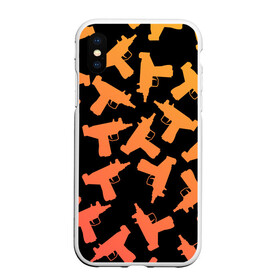 Чехол для iPhone XS Max матовый с принтом Узи в Петрозаводске, Силикон | Область печати: задняя сторона чехла, без боковых панелей | Тематика изображения на принте: градиент | минимализм | оружие | пистолет автомат | узи