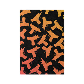 Обложка для паспорта матовая кожа с принтом Узи в Петрозаводске, натуральная матовая кожа | размер 19,3 х 13,7 см; прозрачные пластиковые крепления | Тематика изображения на принте: градиент | минимализм | оружие | пистолет автомат | узи