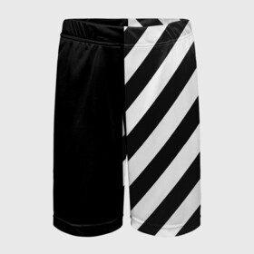 Детские спортивные шорты 3D с принтом Черно-Белые Полосы в Петрозаводске,  100% полиэстер
 | пояс оформлен широкой мягкой резинкой, ткань тянется
 | black and white | lines | stripes | полосы | черно белый