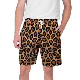 Мужские шорты 3D с принтом Шкура Леопарда в Петрозаводске,  полиэстер 100% | прямой крой, два кармана без застежек по бокам. Мягкая трикотажная резинка на поясе, внутри которой широкие завязки. Длина чуть выше колен | leopard | skin | wool | кожа | леопард
