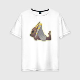 Женская футболка хлопок Oversize с принтом Крошка Анубис (профиль) в Петрозаводске, 100% хлопок | свободный крой, круглый ворот, спущенный рукав, длина до линии бедер
 | egypt | боги египта | египет | милота | пирамида | сфинкс