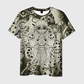 Мужская футболка 3D с принтом Стимпанк Сова в Петрозаводске, 100% полиэфир | прямой крой, круглый вырез горловины, длина до линии бедер | steam punk | steampank | steampunk | гранж | механизм | мода | ретро | сова | стиль | стимпанк | шестеренка