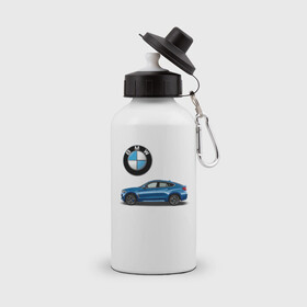 Бутылка спортивная с принтом BMW X6 в Петрозаводске, металл | емкость — 500 мл, в комплекте две пластиковые крышки и карабин для крепления | bmw | car | jeep | германия | машина | скорость