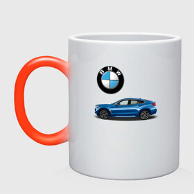 Кружка хамелеон с принтом BMW X6 в Петрозаводске, керамика | меняет цвет при нагревании, емкость 330 мл | Тематика изображения на принте: bmw | car | jeep | германия | машина | скорость
