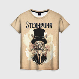Женская футболка 3D с принтом Джентльмен в Петрозаводске, 100% полиэфир ( синтетическое хлопкоподобное полотно) | прямой крой, круглый вырез горловины, длина до линии бедер | steampunk | арт | графика | обои | плакат | постер | стимпанк