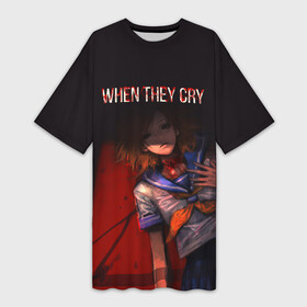 Платье-футболка 3D с принтом When they cry в Петрозаводске,  |  | anime | higurashi no naku koro ni | аниме | анимэ | безумие | близняшки | детектив | когда плачут цикады | майбара | маэбара | мион | рена | рика | рюгу рена | сато | сатоко | сверхъестественное | сонодзаки шион