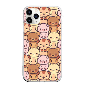 Чехол для iPhone 11 Pro Max матовый с принтом Кавайные животные в Петрозаводске, Силикон |  | animal | animals | bear | cat | cute | kawaii | kitten | kitty | neko | pattern | pig | piggy | кавайи | кот | котенок | котята | кошечка | медведь | медвежата | медвежонок | милота | неко | паттерн | свинка | свинья | собачка | узор | хрюшки |