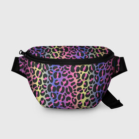 Поясная сумка 3D с принтом Neon Leopard Pattern в Петрозаводске, 100% полиэстер | плотная ткань, ремень с регулируемой длиной, внутри несколько карманов для мелочей, основное отделение и карман с обратной стороны сумки застегиваются на молнию | africa | afrika | gradient | summer | tropical | африка | африканский узор | градиент | леопард | леопардовый узор | лето | неон | неоновое свечение | паттерт | пятна | разные цвета | саванна | тропики | тропический узор