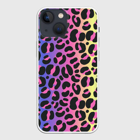 Чехол для iPhone 13 mini с принтом Neon Leopard Pattern в Петрозаводске,  |  | africa | afrika | gradient | summer | tropical | африка | африканский узор | градиент | леопард | леопардовый узор | лето | неон | неоновое свечение | паттерт | пятна | разные цвета | саванна | тропики | тропический узор