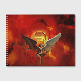 Альбом для рисования с принтом Ангел и демон в Петрозаводске, 100% бумага
 | матовая бумага, плотность 200 мг. | ангел | демон | любовь | огонь | пламя | страсть