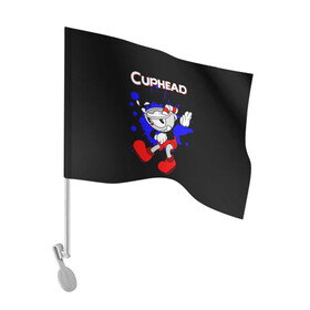 Флаг для автомобиля с принтом Cuphead в Петрозаводске, 100% полиэстер | Размер: 30*21 см | cup head | cuphead | run and gun | детям | капхед | капхэд | логотипы игр | персонажи игр | чашка
