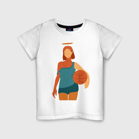 Детская футболка хлопок с принтом Красивая девушка с мячом. в Петрозаводске, 100% хлопок | круглый вырез горловины, полуприлегающий силуэт, длина до линии бедер | баскетбол | векторная графика | девушка | день рождения | подарок | подарок парню