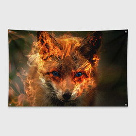 Флаг-баннер с принтом Огненная лиса в Петрозаводске, 100% полиэстер | размер 67 х 109 см, плотность ткани — 95 г/м2; по краям флага есть четыре люверса для крепления | fox | foxy | животное | звери | лиса | лисенок | лисичка | милая | рыжая | фокс