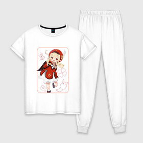 Женская пижама хлопок с принтом Кли в Петрозаводске, 100% хлопок | брюки и футболка прямого кроя, без карманов, на брюках мягкая резинка на поясе и по низу штанин | арт | боевая девушка | кли | милая девочка | милая девушка | рисунок