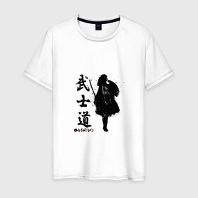 Мужская футболка хлопок с принтом Busido - путь воина. в Петрозаводске, 100% хлопок | прямой крой, круглый вырез горловины, длина до линии бедер, слегка спущенное плечо. | аниме | воин | воитель | девушка | демон | самурай