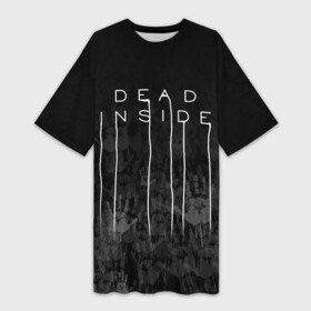 Платье-футболка 3D с принтом DEAD INSIDE | DEATH STRANDING в Петрозаводске,  |  | dead inside | dont open | гуль | дед инсайт | дединсайт | дэд инсайт | дэдинсайт | интроверт | кен канеки | мертв внутри | мертвый внутри