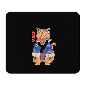 Коврик для мышки прямоугольный с принтом Суши Мастер в Петрозаводске, натуральный каучук | размер 230 х 185 мм; запечатка лицевой стороны | cat | cats | japan | master | ninja | samurai | sushi | yakuza | катана | кот | котенок | коты | котэ | котята | кошка | мастер | ниндзя | самурай | суши | якудза | япония