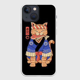 Чехол для iPhone 13 mini с принтом Суши Мастер в Петрозаводске,  |  | Тематика изображения на принте: cat | cats | japan | master | ninja | samurai | sushi | yakuza | катана | кот | котенок | коты | котэ | котята | кошка | мастер | ниндзя | самурай | суши | якудза | япония