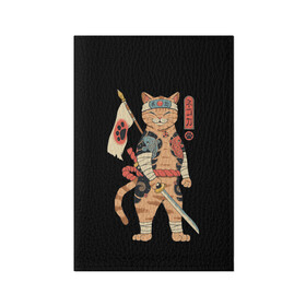 Обложка для паспорта матовая кожа с принтом Shogun Cat в Петрозаводске, натуральная матовая кожа | размер 19,3 х 13,7 см; прозрачные пластиковые крепления | Тематика изображения на принте: cat | cats | japan | ninja | samurai | shogun | yakuza | катана | кот | котенок | коты | котэ | котята | кошка | ниндзя | самурай | сёгун | якудза | япония