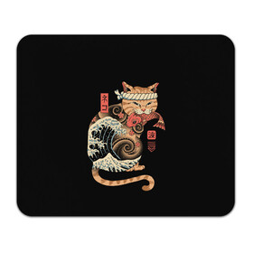 Коврик для мышки прямоугольный с принтом Cat Wave в Петрозаводске, натуральный каучук | размер 230 х 185 мм; запечатка лицевой стороны | cat | cats | japan | ninja | samurai | shogun | wave | yakuza | волна | катана | кот | котенок | коты | котэ | котята | кошка | ниндзя | самурай | сёгун | якудза | япония