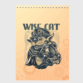 Скетчбук с принтом Wise cat в Петрозаводске, 100% бумага
 | 48 листов, плотность листов — 100 г/м2, плотность картонной обложки — 250 г/м2. Листы скреплены сверху удобной пружинной спиралью | steampunk | арт | графика | обои | плакат | постер | стимпанк