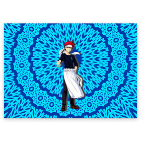 Поздравительная открытка с принтом В поисках божественного рецепт в Петрозаводске, 100% бумага | плотность бумаги 280 г/м2, матовая, на обратной стороне линовка и место для марки
 | anime | cook | food | food wars | manga | shokugeki no soma | аниме | еда | кулинарные поединки сомы | кухня | манга | повар | повар боец сома