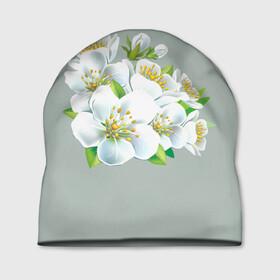 Шапка 3D с принтом Весна в Петрозаводске, 100% полиэстер | универсальный размер, печать по всей поверхности изделия | Тематика изображения на принте: лепестки | распустились | цветение | цветы | яблоня