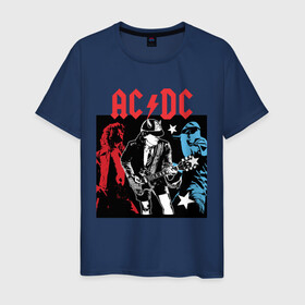 Мужская футболка хлопок с принтом AC DC STARS в Петрозаводске, 100% хлопок | прямой крой, круглый вырез горловины, длина до линии бедер, слегка спущенное плечо. | music | rock | гитара | коллектив | музыка | рок