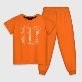 Детская пижама хлопок с принтом БТС BTS Stay Gold Bangtan Boys в Петрозаводске, 100% хлопок |  брюки и футболка прямого кроя, без карманов, на брюках мягкая резинка на поясе и по низу штанин
 | bangtan boys | bts | logo | stay gold | бтс | логотип