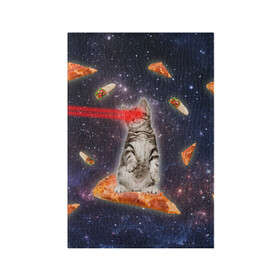 Обложка для паспорта матовая кожа с принтом Котик в космосе в Петрозаводске, натуральная матовая кожа | размер 19,3 х 13,7 см; прозрачные пластиковые крепления | nyan cat | youtube | еда | космос | котик | мемы | пицца | психоделика | ютуб