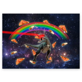 Поздравительная открытка с принтом Динозавр в космосе в Петрозаводске, 100% бумага | плотность бумаги 280 г/м2, матовая, на обратной стороне линовка и место для марки
 | Тематика изображения на принте: dinosaur | meme | youtube | динозавр | космос | мемы | психоделика | ютуб