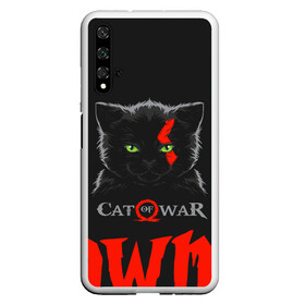 Чехол для Honor 20 с принтом Cat of war в Петрозаводске, Силикон | Область печати: задняя сторона чехла, без боковых панелей | cat | gad of war | game | games | god of war | god of wor | атрей | атрэй | бог войны | игра | игры | кот | котёнок | кошки | кратос