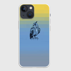 Чехол для iPhone 13 mini с принтом филин в Петрозаводске,  |  | color2021 | illuminating | pantone | ultimate grey | yellow | желтый | природа | путешествия | серый | сова