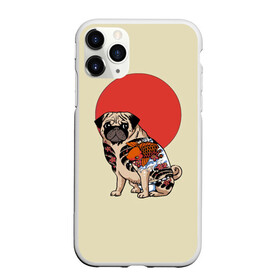 Чехол для iPhone 11 Pro матовый с принтом Мопс в Петрозаводске, Силикон |  | мопс | мопсик | мопсики | самурай | собака | солнце | тату | япония | японское