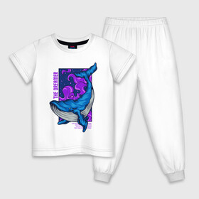 Детская пижама хлопок с принтом Кит The dreamer в Петрозаводске, 100% хлопок |  брюки и футболка прямого кроя, без карманов, на брюках мягкая резинка на поясе и по низу штанин
 | кит | кит the dreamer | мечтатель | море | океан | синий кит