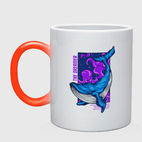 Кружка хамелеон с принтом Кит The dreamer в Петрозаводске, керамика | меняет цвет при нагревании, емкость 330 мл | кит | кит the dreamer | мечтатель | море | океан | синий кит