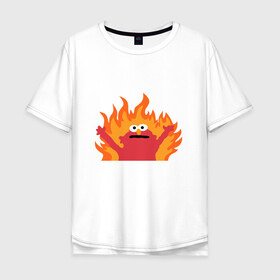 Мужская футболка хлопок Oversize с принтом маппет в Петрозаводске, 100% хлопок | свободный крой, круглый ворот, “спинка” длиннее передней части | fire | muppet | маппет | огонь | улица сезам | элмо