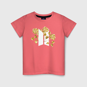 Детская футболка хлопок с принтом БТС BTS Stay Gold V2 Bangtan в Петрозаводске, 100% хлопок | круглый вырез горловины, полуприлегающий силуэт, длина до линии бедер | Тематика изображения на принте: bangtan boys | bts | k pop | stay gold | бтс | версия 2