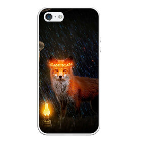 Чехол для iPhone 5/5S матовый с принтом Лиса с огненной короной в Петрозаводске, Силикон | Область печати: задняя сторона чехла, без боковых панелей | Тематика изображения на принте: fox | foxy | животное | звери | лиса | лисенок | лисичка | милая | рыжая | фокс