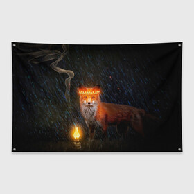 Флаг-баннер с принтом Лиса с огненной короной в Петрозаводске, 100% полиэстер | размер 67 х 109 см, плотность ткани — 95 г/м2; по краям флага есть четыре люверса для крепления | fox | foxy | животное | звери | лиса | лисенок | лисичка | милая | рыжая | фокс