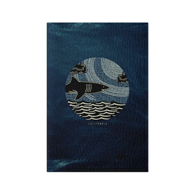 Обложка для паспорта матовая кожа с принтом Акулы California Sharks в Петрозаводске, натуральная матовая кожа | размер 19,3 х 13,7 см; прозрачные пластиковые крепления | shark | акула | волны | калифорния | море | океан