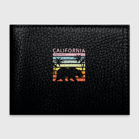 Обложка для студенческого билета с принтом California гризли на закате в Петрозаводске, натуральная кожа | Размер: 11*8 см; Печать на всей внешней стороне | california | гризли | закат | лето | медведь | пальмы | солнце
