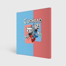 Холст квадратный с принтом CAPHEAD в Петрозаводске, 100% ПВХ |  | caphead | cup | mugman | друг | капхейд | кружка | мугман