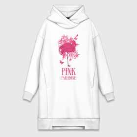 Платье-худи хлопок с принтом pink paradise в Петрозаводске,  |  | flamingo | птицы | розовый | фламинго