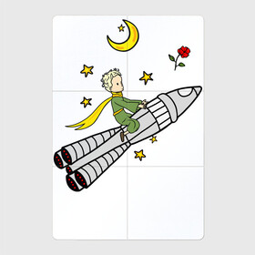 Магнитный плакат 2Х3 с принтом Маленький принц на ракете в Петрозаводске, Полимерный материал с магнитным слоем | 6 деталей размером 9*9 см | baby | dreams | little prince | prince | rocket | space | stars | the little prince | детские | звезды | космонавт | космос | луна | маленький принц | малыш | месяц | мечты | полет | полумесяц | принц | ракета | ребенок | роза | сказки