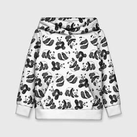 Детская толстовка 3D с принтом Акварельные панды паттерн в Петрозаводске, 100% полиэстер | двухслойный капюшон со шнурком для регулировки, мягкие манжеты на рукавах и по низу толстовки, спереди карман-кенгуру с мягким внутренним слоем | Тематика изображения на принте: art | black white | cute | funny panda | panda | pandas | pattern | watercolor | акварель | акварельный рисунок | арт | детский рисунок | маленькие панды | медведи | медвежата | милые панды | мишки | панда | пандочка | пандочки | узор