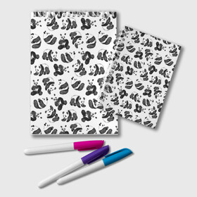 Блокнот с принтом Акварельные панды паттерн в Петрозаводске, 100% бумага | 48 листов, плотность листов — 60 г/м2, плотность картонной обложки — 250 г/м2. Листы скреплены удобной пружинной спиралью. Цвет линий — светло-серый
 | Тематика изображения на принте: art | black white | cute | funny panda | panda | pandas | pattern | watercolor | акварель | акварельный рисунок | арт | детский рисунок | маленькие панды | медведи | медвежата | милые панды | мишки | панда | пандочка | пандочки | узор