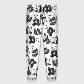 Женские брюки 3D с принтом Акварельные панды паттерн в Петрозаводске, полиэстер 100% | прямой крой, два кармана без застежек по бокам, с мягкой трикотажной резинкой на поясе и по низу штанин. В поясе для дополнительного комфорта — широкие завязки | art | black white | cute | funny panda | panda | pandas | pattern | watercolor | акварель | акварельный рисунок | арт | детский рисунок | маленькие панды | медведи | медвежата | милые панды | мишки | панда | пандочка | пандочки | узор
